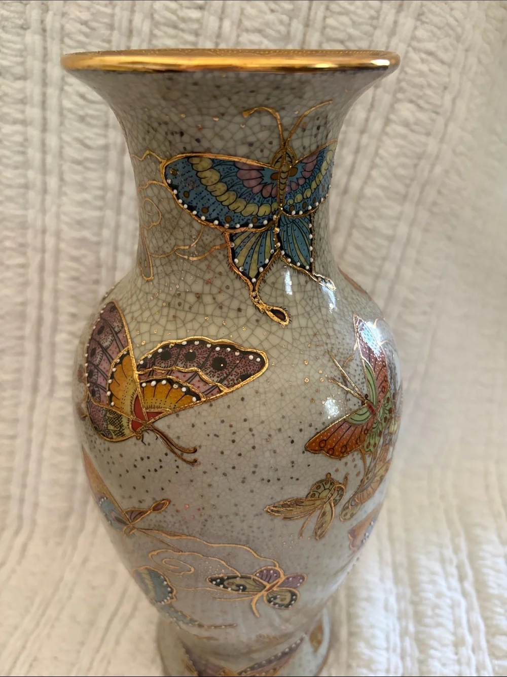 Antique Elegant Butterfly Ceramic Vase in Multicolor